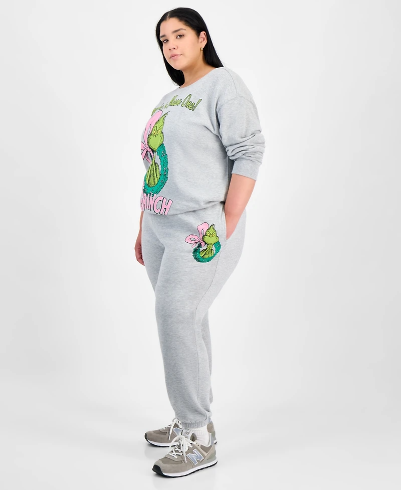 Love Tribe Trendy Plus Grinch Wreath Graphic Sweatpants