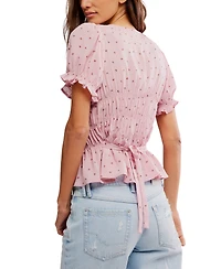 Free People Women's Adore You Printed Puff-Sleeve Blouse