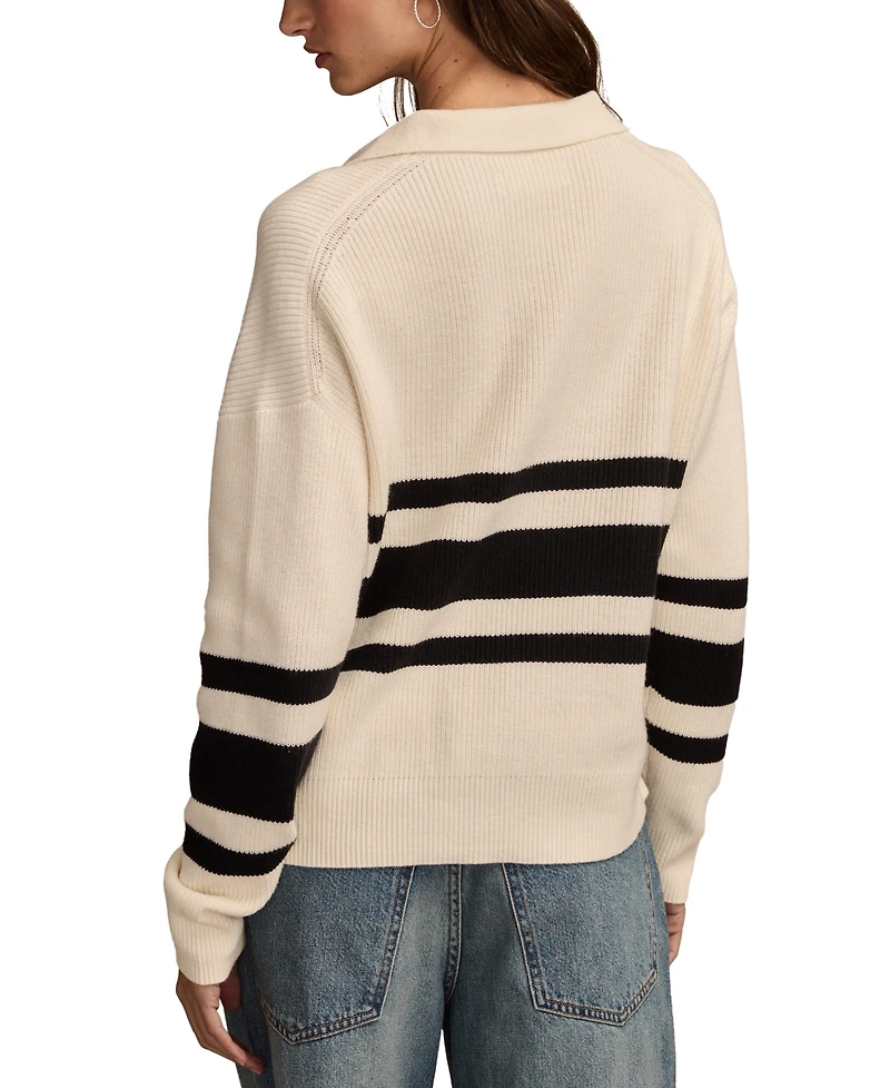 Lucky Brand Women's Rugby Polo Long-Sleeve Sweater