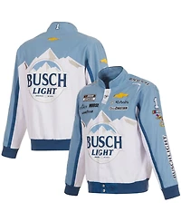 Jh Design Men's White/Light Blue Ross Chastain Busch Light Full-Snap Twill Uniform Jacket