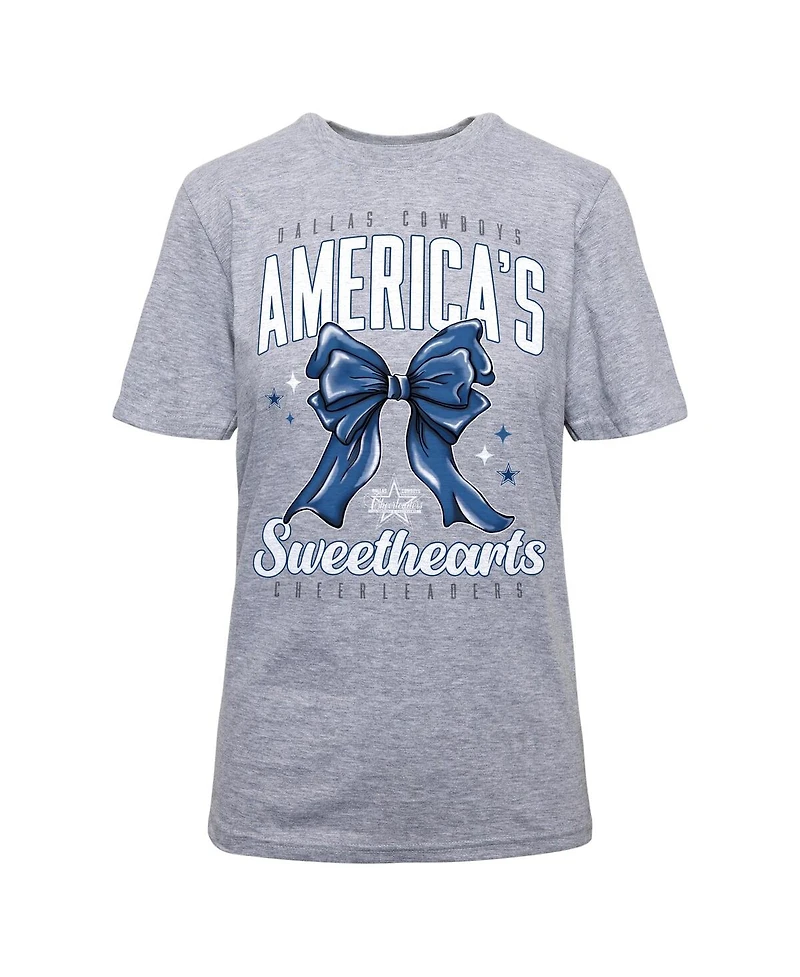 Dallas Cowboys Women's Gray Cheerleaders Sweetheart Bow T-Shirt