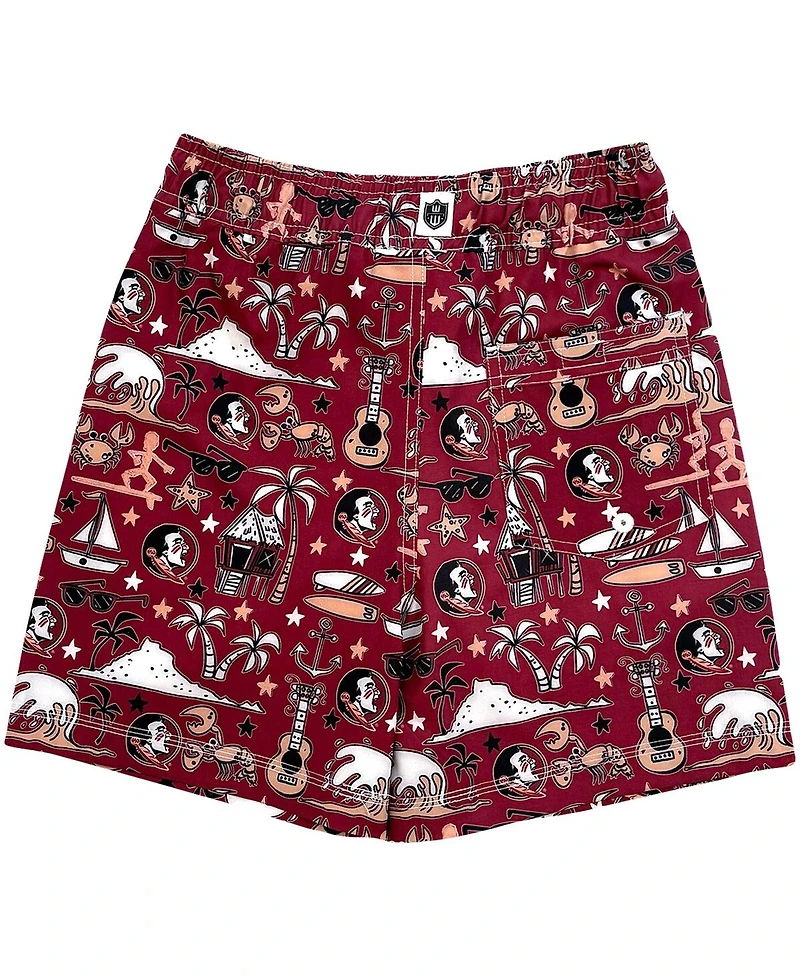 Wes & Willy Big Boys and Girls Garnet Florida State Seminoles Luau Swim Trunks