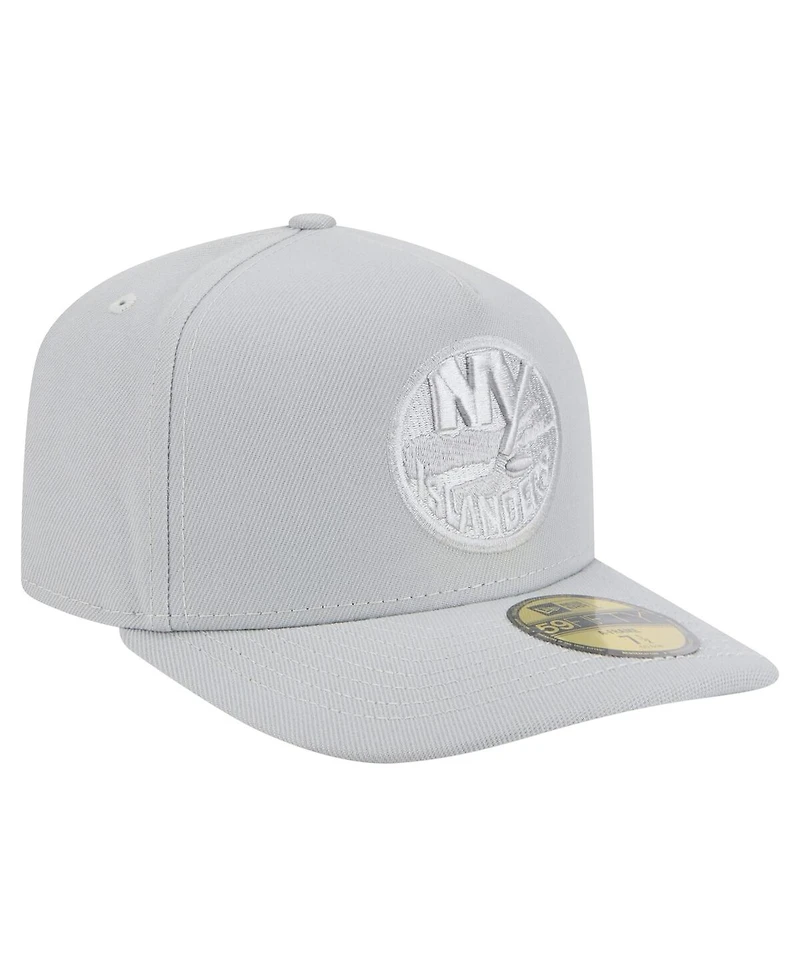 New Era Men's Gray York Islanders Color Pack A-Frame 59FIFTY Fitted Hat