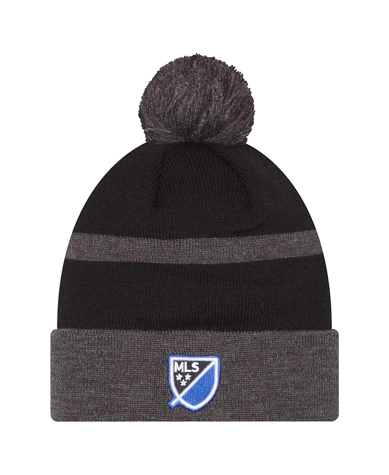 New Era Men's Black San Jose Earthquakes 2025 Kickoff Cuffed with Pom Knit Hat