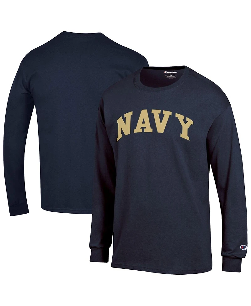 Champion Men's Navy Midshipmen Basic Arch Long Sleeve T-Shirt