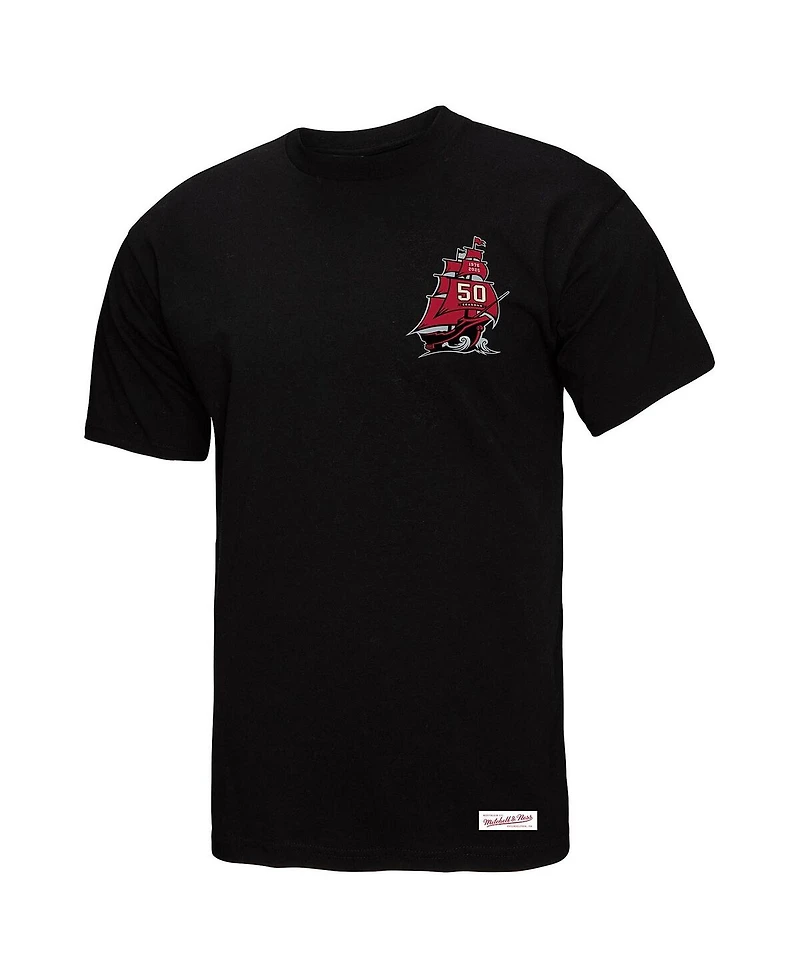 Mitchell & Ness Men's Black Tampa Bay Buccaneers 50th Anniversary Ship Sword T-Shirt
