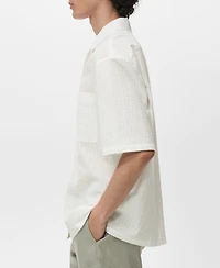 Mango Men's Wrinkled-Effect Pinstripe Shirt