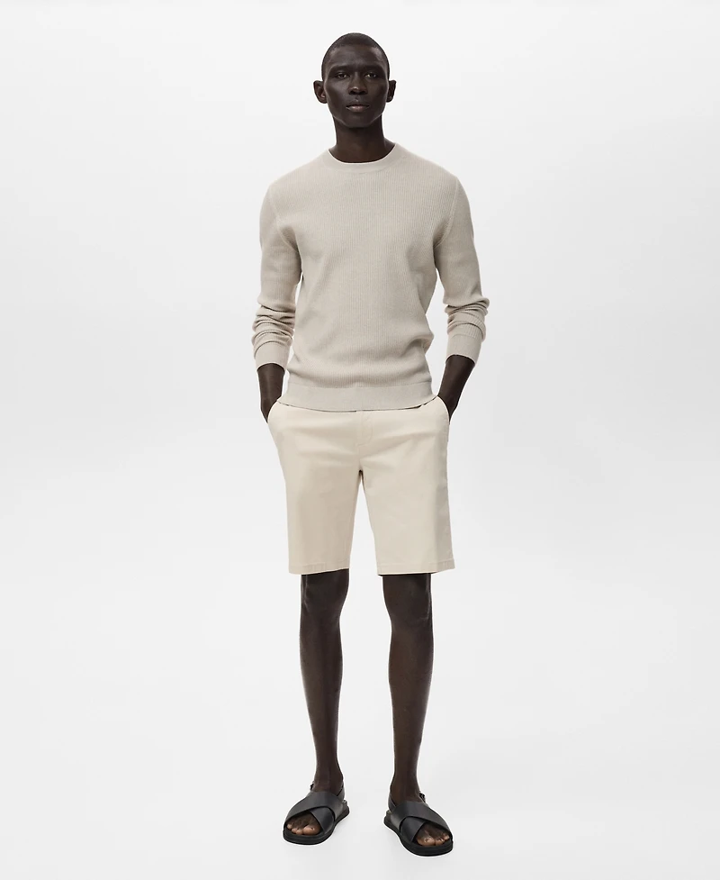 Mango Men's Straight Cotton 10" Bermuda Shorts