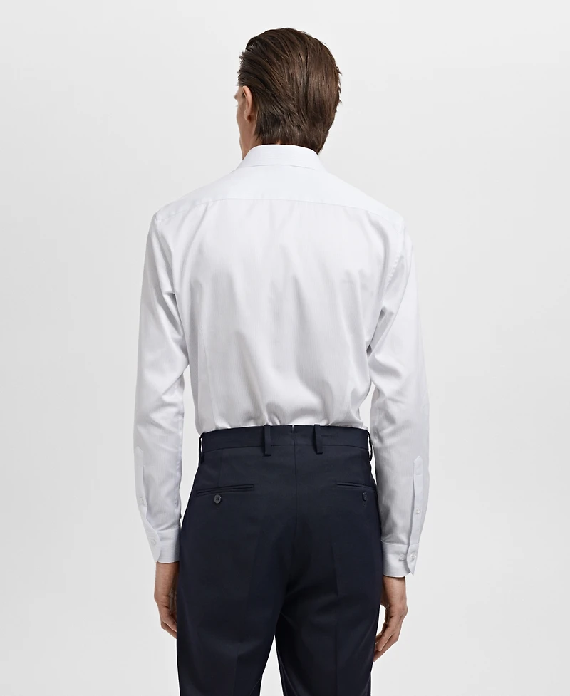 Mango Men's Slim Fit Cotton Striped Dress Shirt