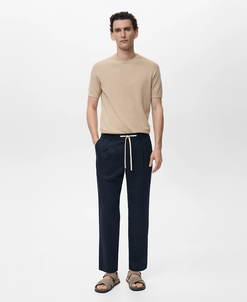 Mango Men's Slim-Fit Drawstring Linen Pants