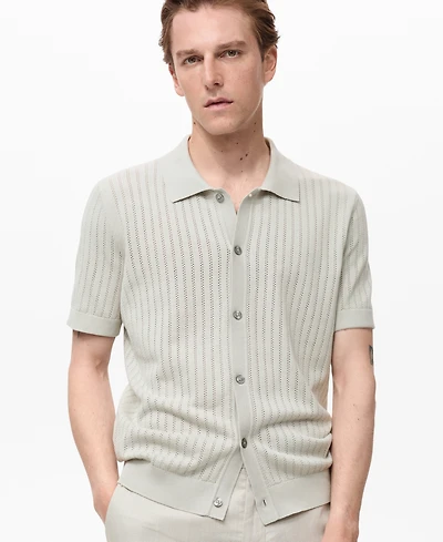 Mango Men's Openwork Detail Cotton Shirt