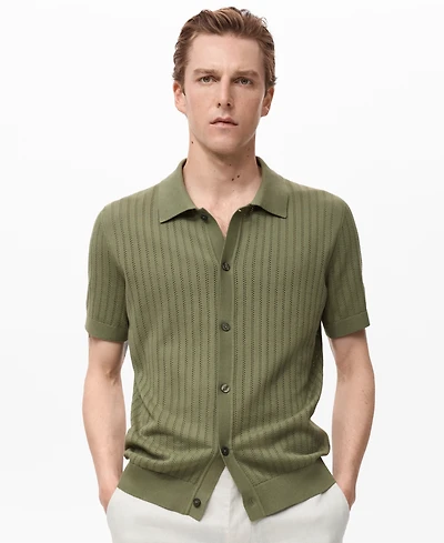 Mango Men's Openwork Detail Cotton Shirt