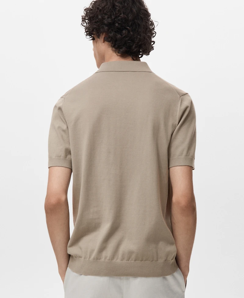 Mango Men's Cotton Fine-Knit Polo Shirt