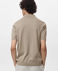 Mango Men's Cotton Fine-Knit Polo Shirt