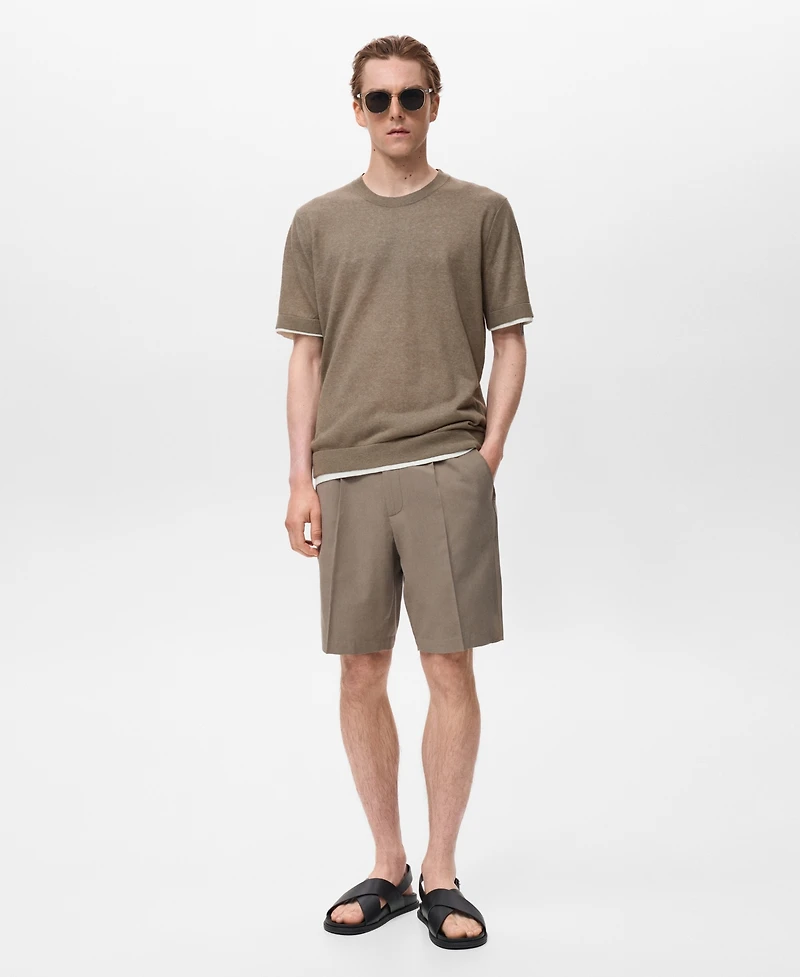 Mango Men's Contrasting Cotton-Blend T-Shirt