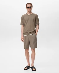 Mango Men's Contrasting Cotton-Blend T-Shirt