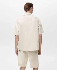 Mango Men's Short Sleeve Linen-Blend Shirt