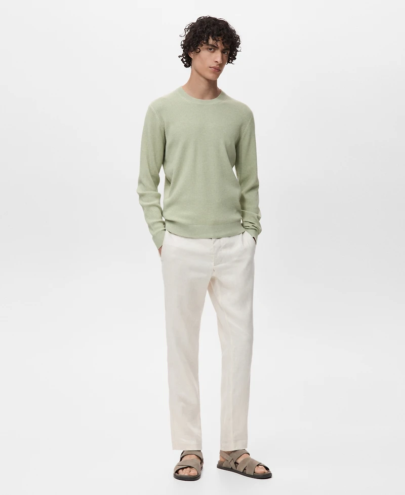 Mango Men's Fine Rib-Knit Cotton Sweater