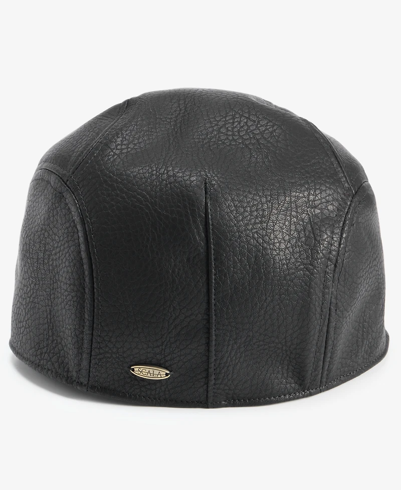 Scala Men's Ivy Faux-Leather Flat Cap