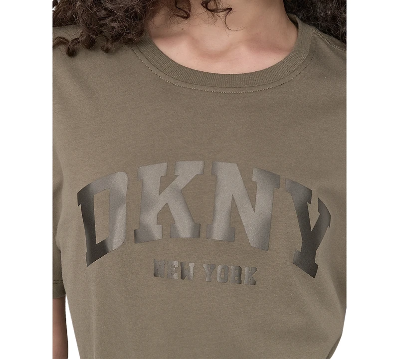 Dkny Sport Women's Varsity Satin Logo Oversized Cotton T-Shirt