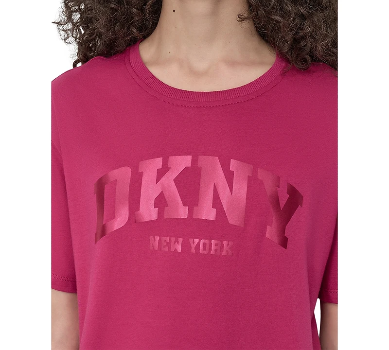 Dkny Sport Women's Varsity Satin Logo Oversized Cotton T-Shirt