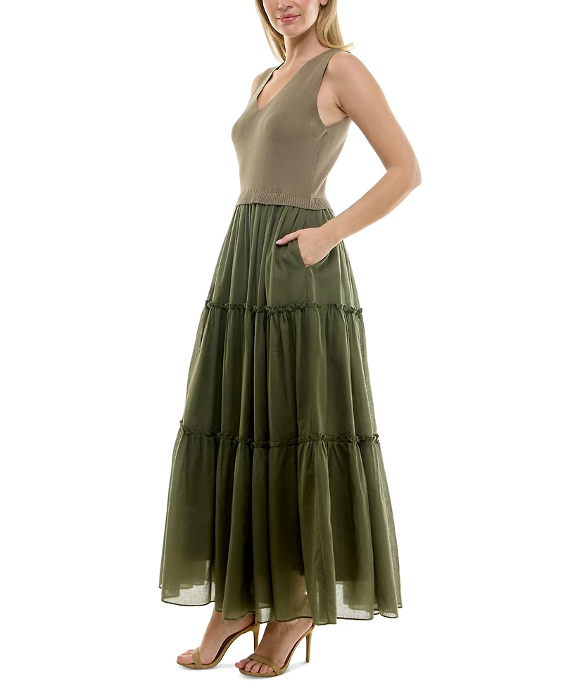 Taylor Women's Sleeveless Tiered Maxi Dress