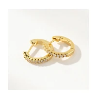 14K Gold-Plated Tiny Huggie Earrings, 0.55"