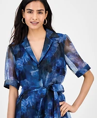 julia jordan Women's Floral-Print Short-Sleeve Maxi Shirtdress