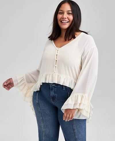 And Now This Trendy Plus Ruffle-Trim Blouse, Macy's Exclusive