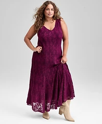 And Now This Trendy Plus V-Neck Sleeveless Lace Dress, Macy's Exclusive