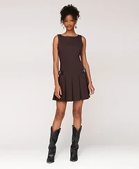 Avec Les Filles Boat-Neck Sleeveless Short Fit & Flare Dress