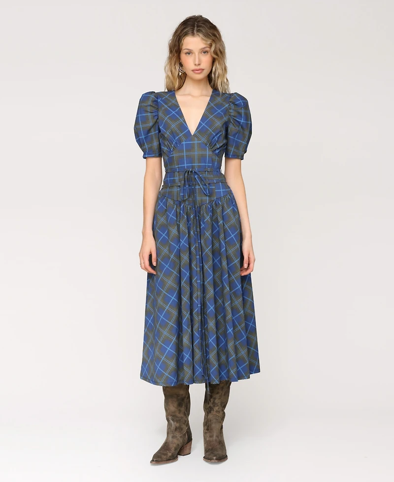 Avec Les Filles Women's Cotton-Blend Printed Fit & Flare Dress