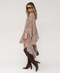 Avec Les Filles Women's Printed Chiffon Short Shift Dress