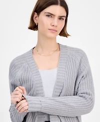 Hippie Rose Juniors' Open-Front Pointelle-Knit Cardigan
