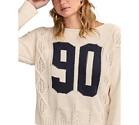 Lucky Brand Women's 90S Graphic Cotton Crewneck Sweater