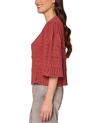 Democracy Petite Cotton Bell-Sleeve Crewneck Sweater