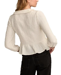 Lucky Brand Women's Crinkled Peter Pan Collar Blouse
