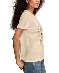 Lucky Brand Women's Ornate Sun Frame Cotton Crewneck T-Shirt
