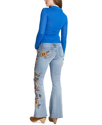 Driftwood Women's Farrah Feathery Leaf Flare-Leg Jeans