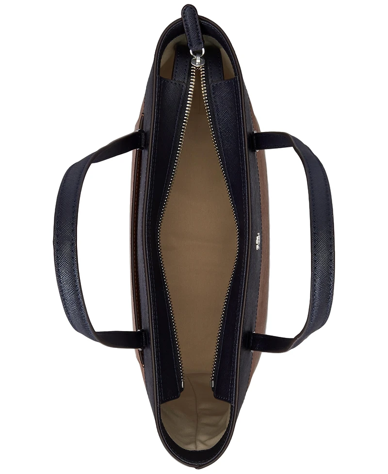 Lauren Ralph Lauren Striped Leather Medium Karly Tote Bag