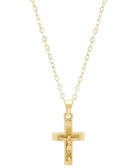 Crucifix Raised Christ Figure Cross 15" Pendant Necklace in 14k Gold