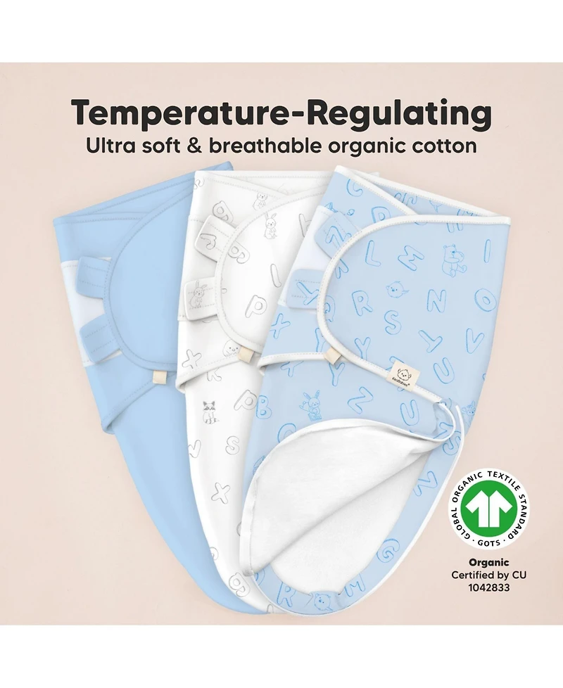 KeaBabies 3pk Soothe Zippy Baby Swaddles 0-6 Months, Newborn Sleep Sacks, Zipper Swaddle, Wearable Swaddle Blanket