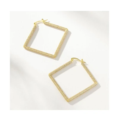 14K Gold-Plated Cubic Zirconia Girl Boss Hoop Earrings 2.0