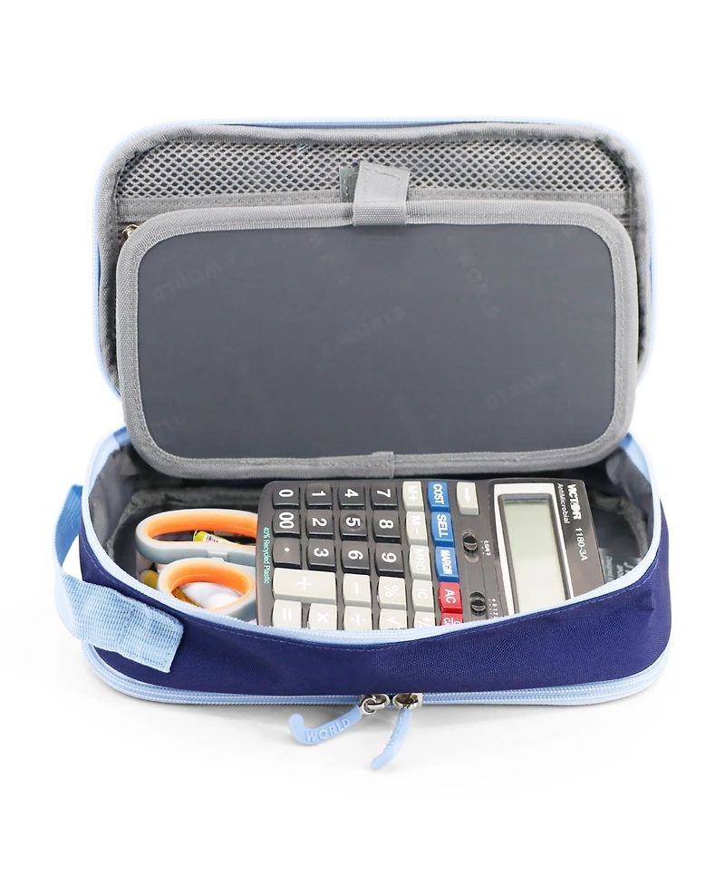 J World Doodle Pencil Case with Organizational Pockets and Handle Strap