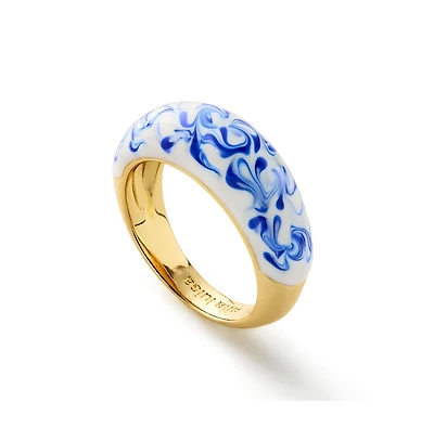 Ana Luisa Enamel Ring - Wrenley Marble Blue