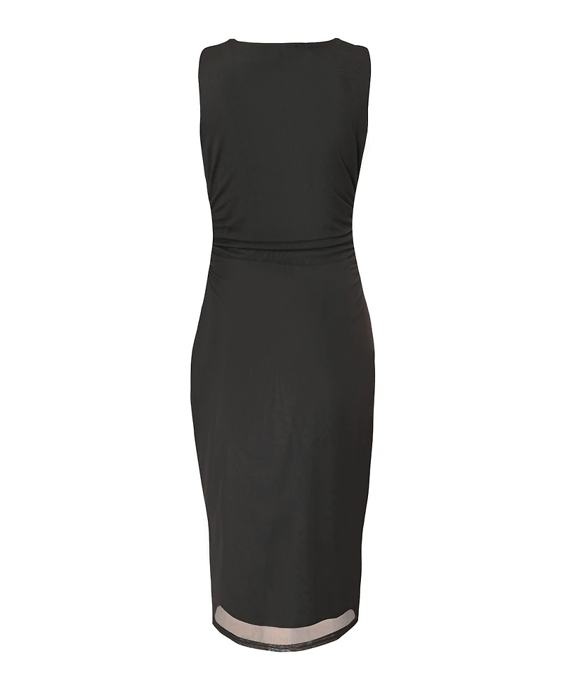 Quiz Women's Mesh Midi Dress with Gold Hardware
