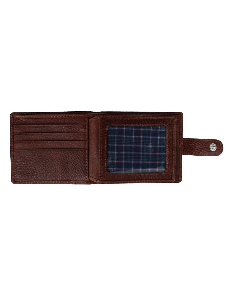 Trafalgar Men's Parker Pebbled Leather Bi-Fold Wallet with Id Window and Popper Fastener