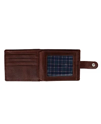 Trafalgar Men's Parker Pebbled Leather Bi-Fold Wallet with Id Window and Popper Fastener
