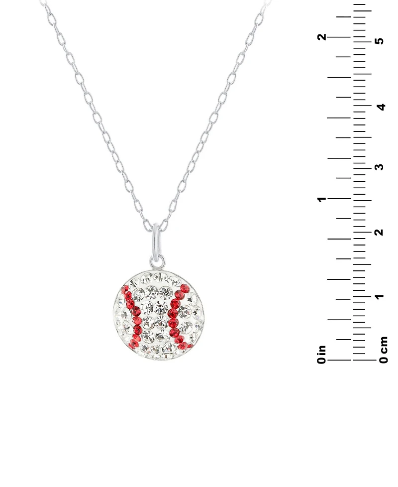 Crystal Baseball 18" Pendant Necklace in Sterling Silver, Exclusively at Macy's