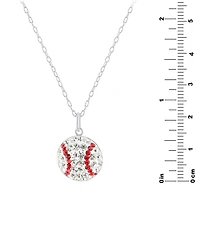 Crystal Baseball 18" Pendant Necklace in Sterling Silver, Exclusively at Macy's